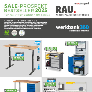 Titelseite des Sale-Prospekt 2024 – Angebote für Werkbänke und Arbeitsplatzlösungen mit Top-Preisen und hoher Qualität.